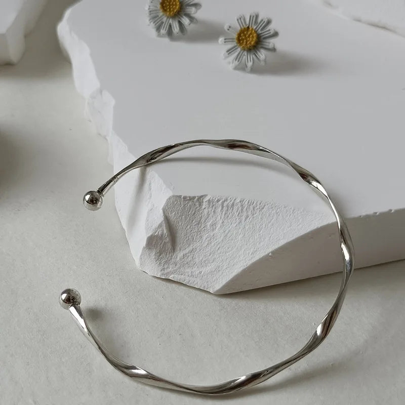 Twisted Wave Silver Bracelet