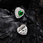 Emerald Heart Silver Earrings