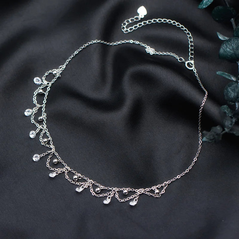 Crystal Choker Silver Necklace