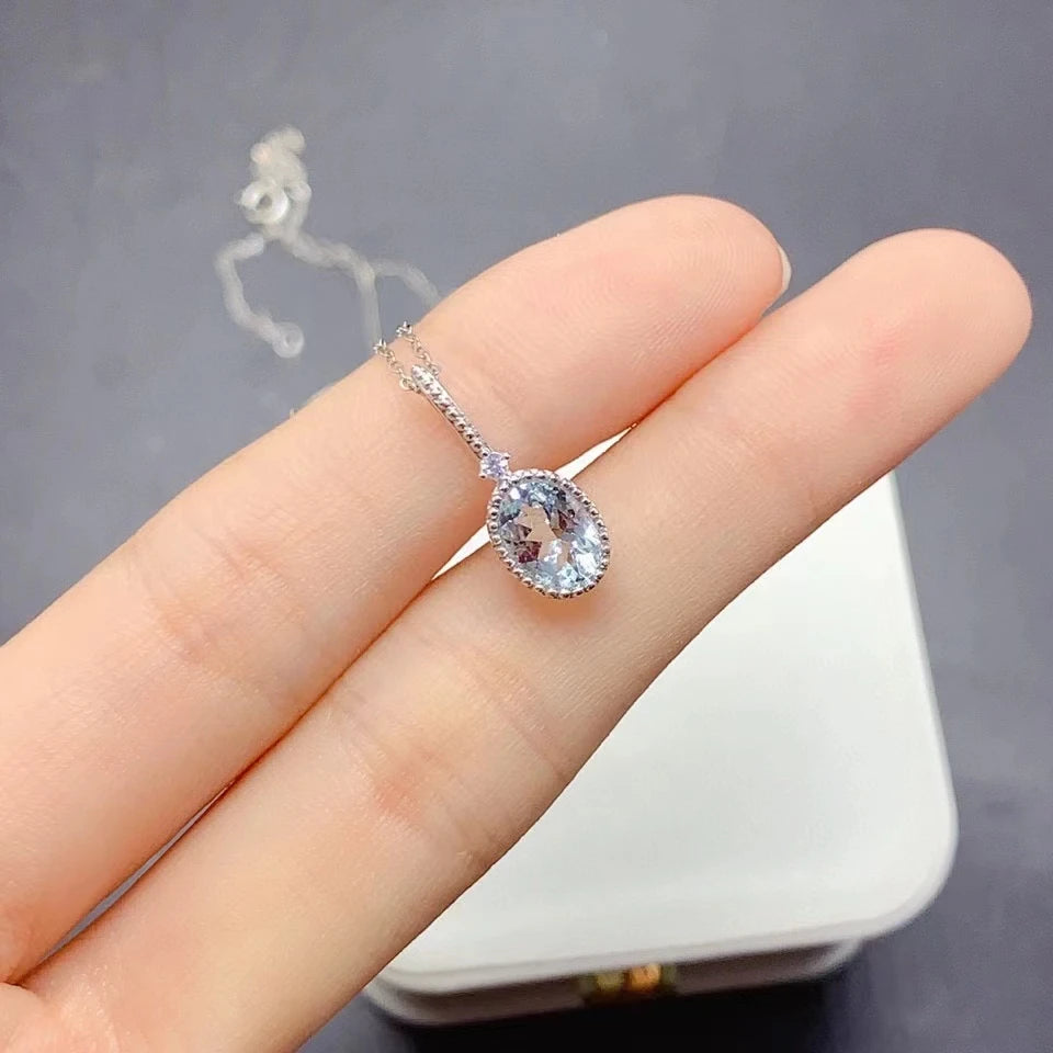 Mini Aquamarine Silver Pendant