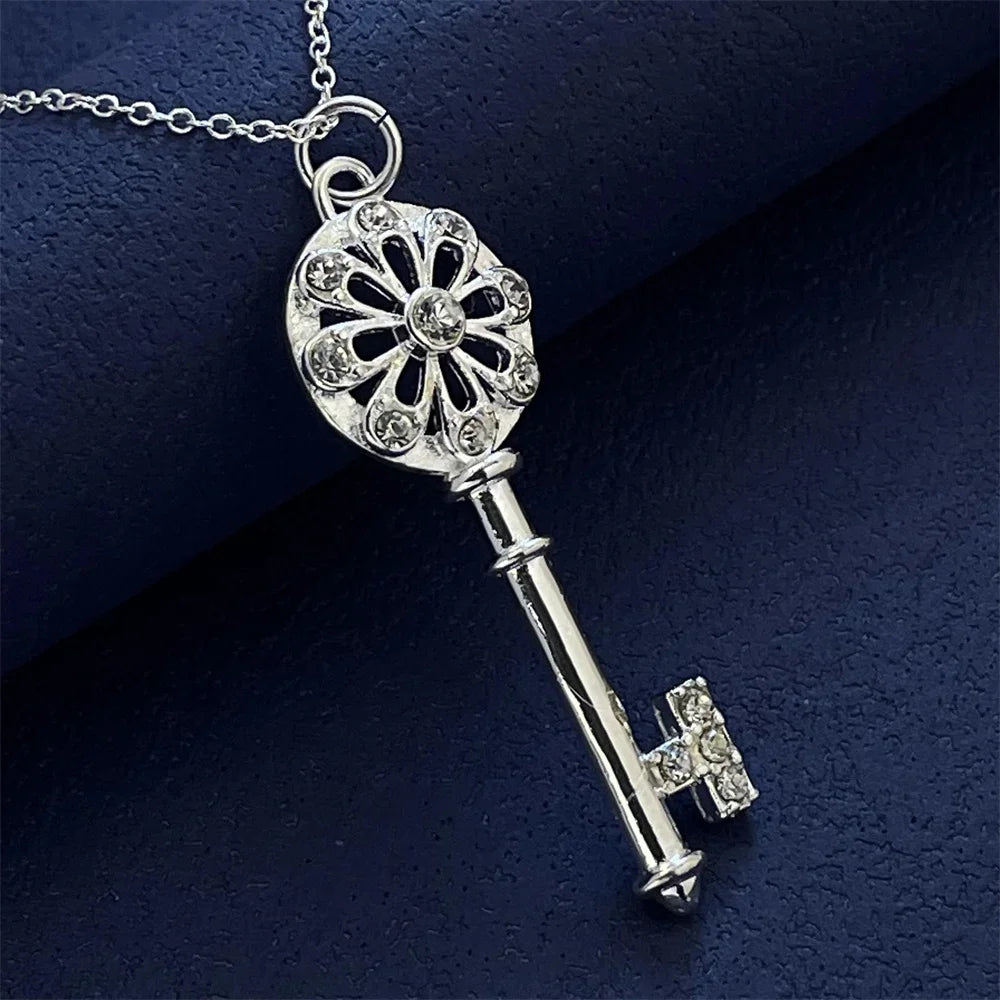 Key Halo Silver Necklace