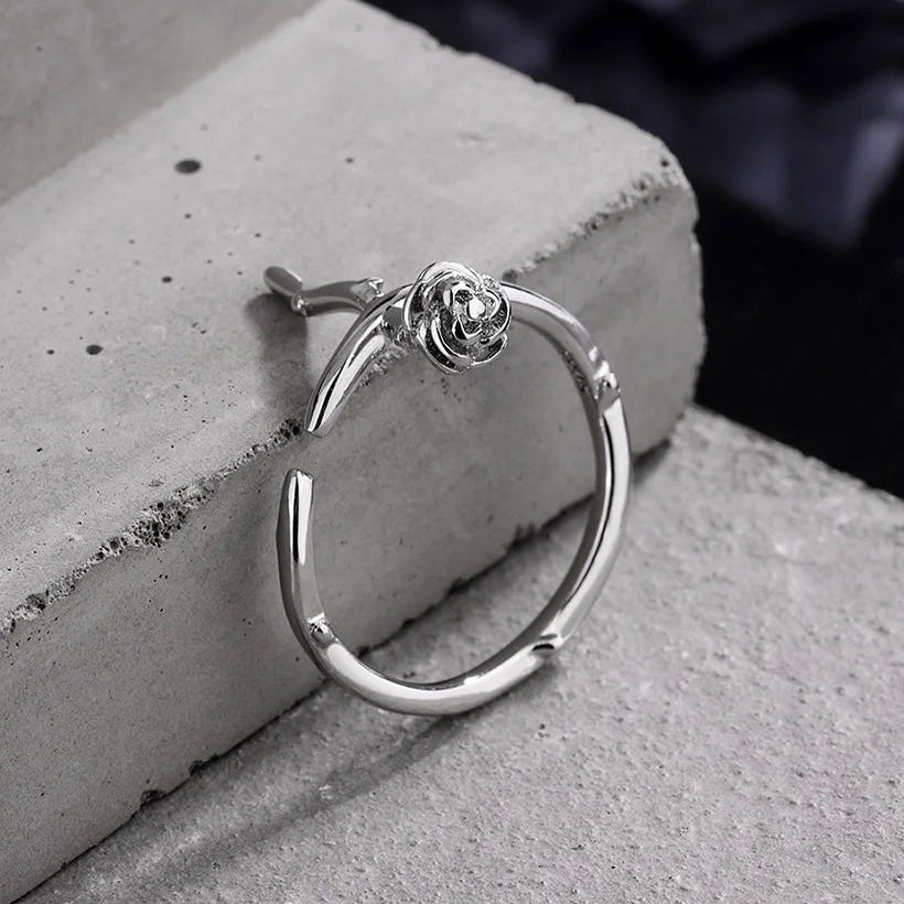 Lovely Rose Silver Ring