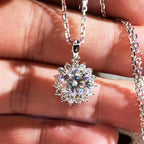Moissanite Round Silver Necklace