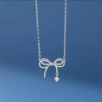 Bow Charm Silver Necklace