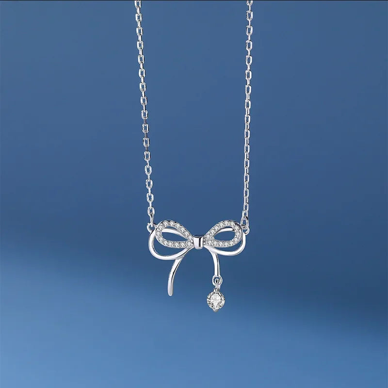 Bow Charm Silver Necklace