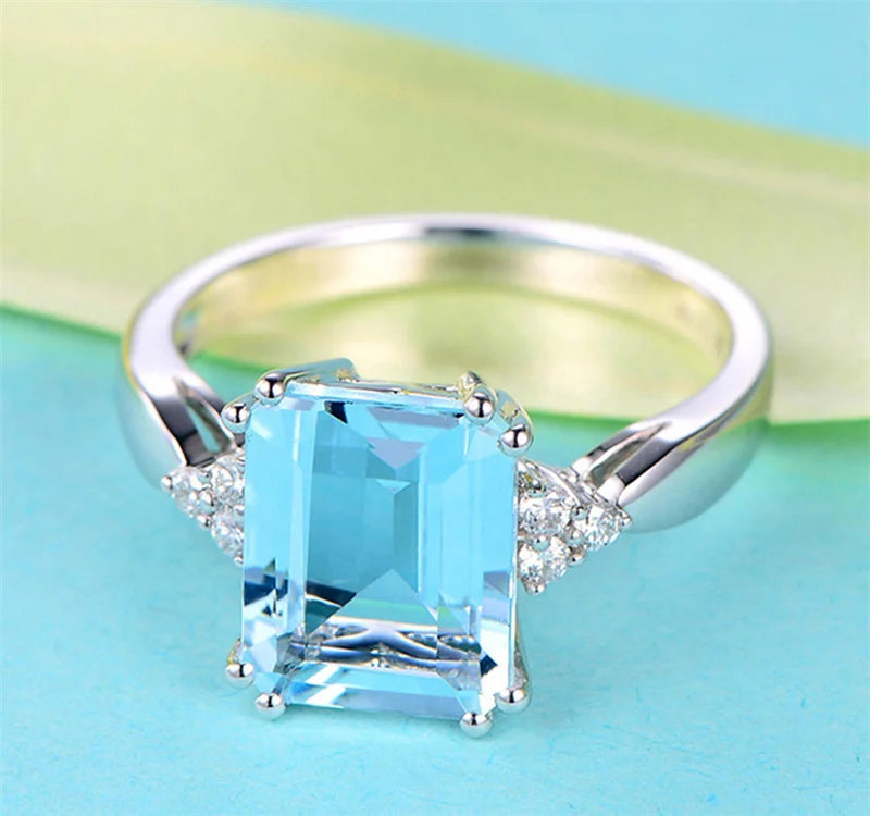 Aquamarine Luxe Silver Ring