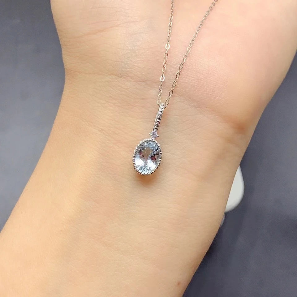 Mini Aquamarine Silver Pendant