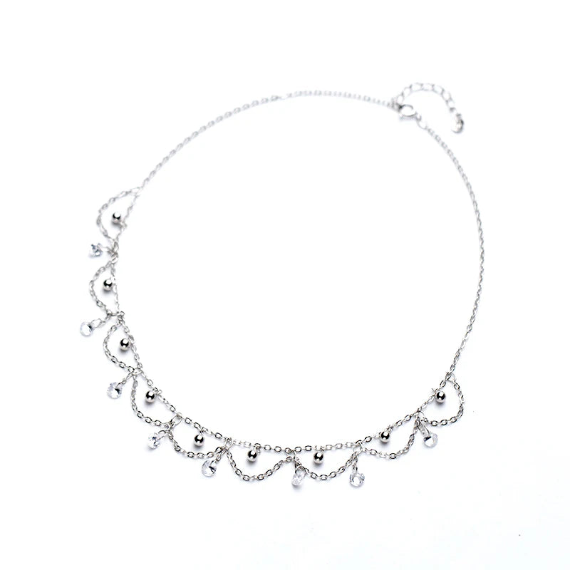 Crystal Choker Silver Necklace