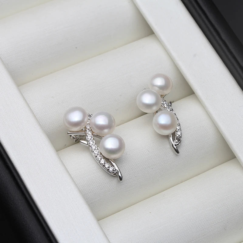 White Pearl Stud Earrings