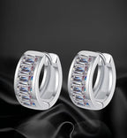 Moissanite Rectangular Silver Earrings