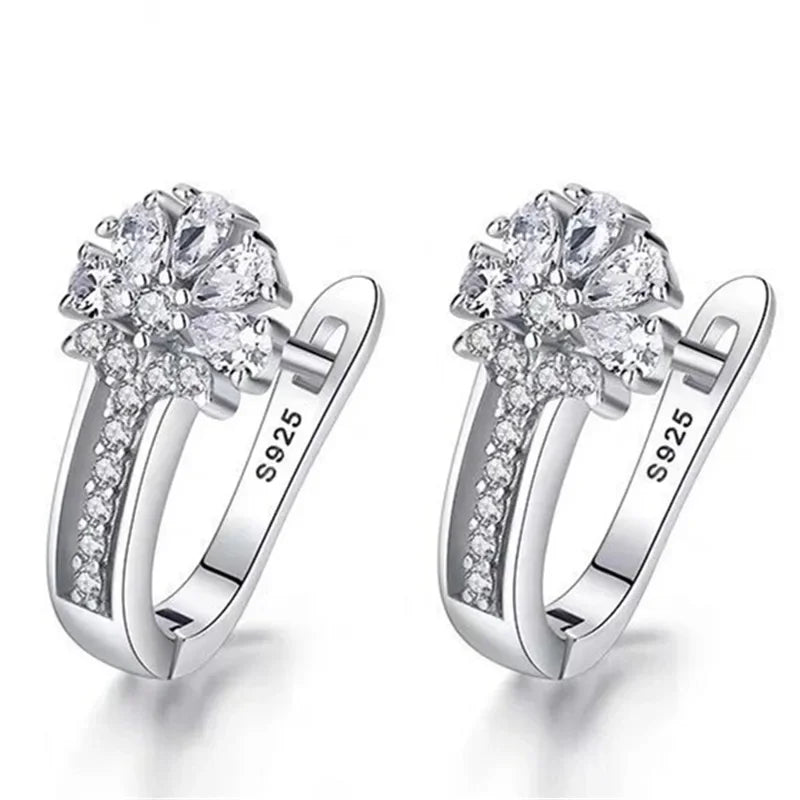 Zircon Crystal Flower Earrings