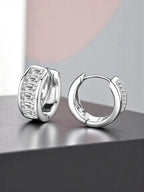 Moissanite Rectangular Silver Earrings