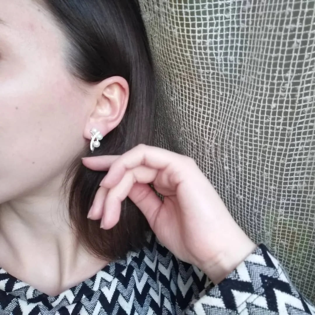 White Pearl Stud Earrings