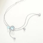 Double Aquamarine Silver Bracelet