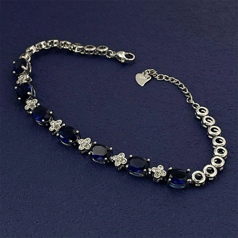 Blue Zircon Silver Bracelet