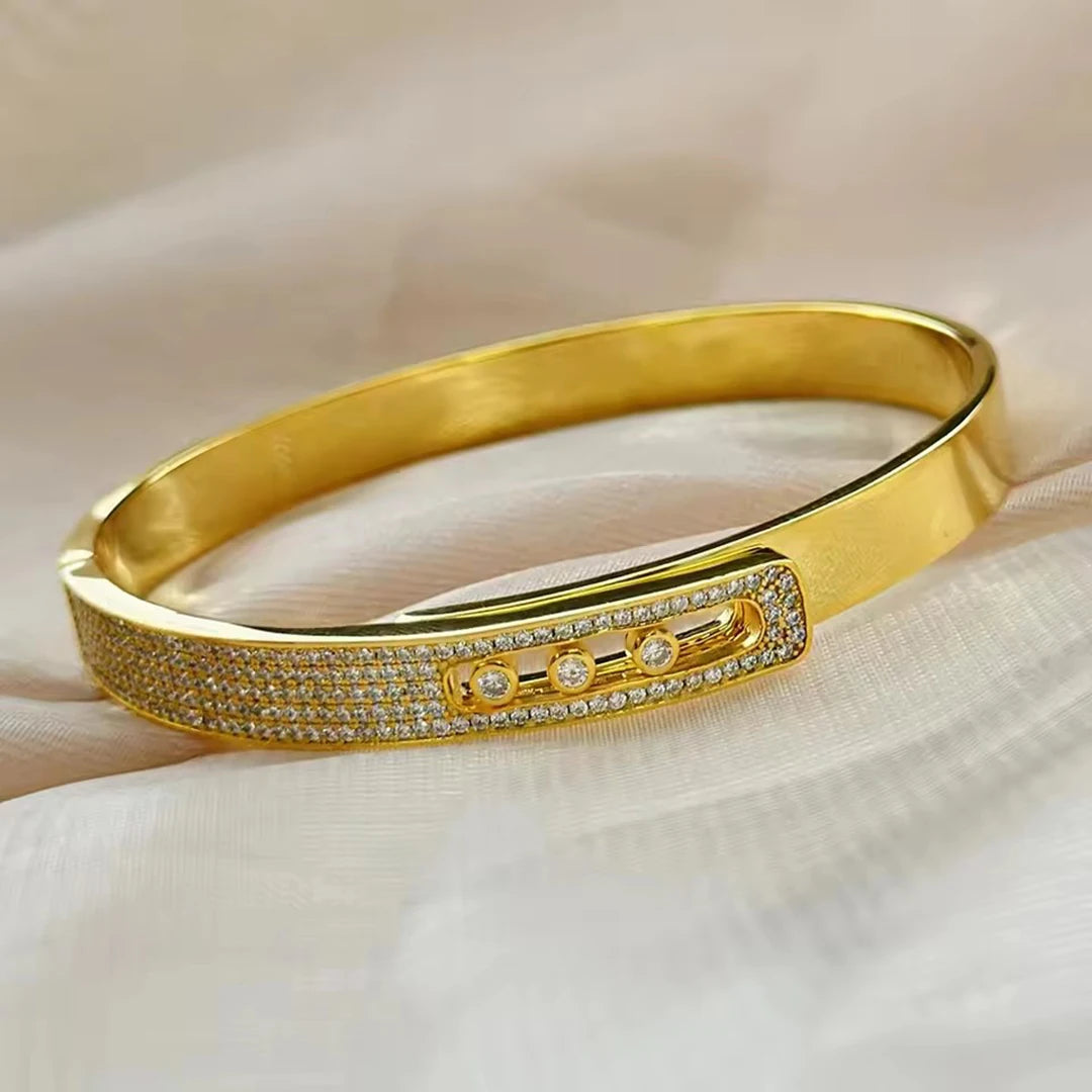 Zircon Inlaid Silver Bracelet