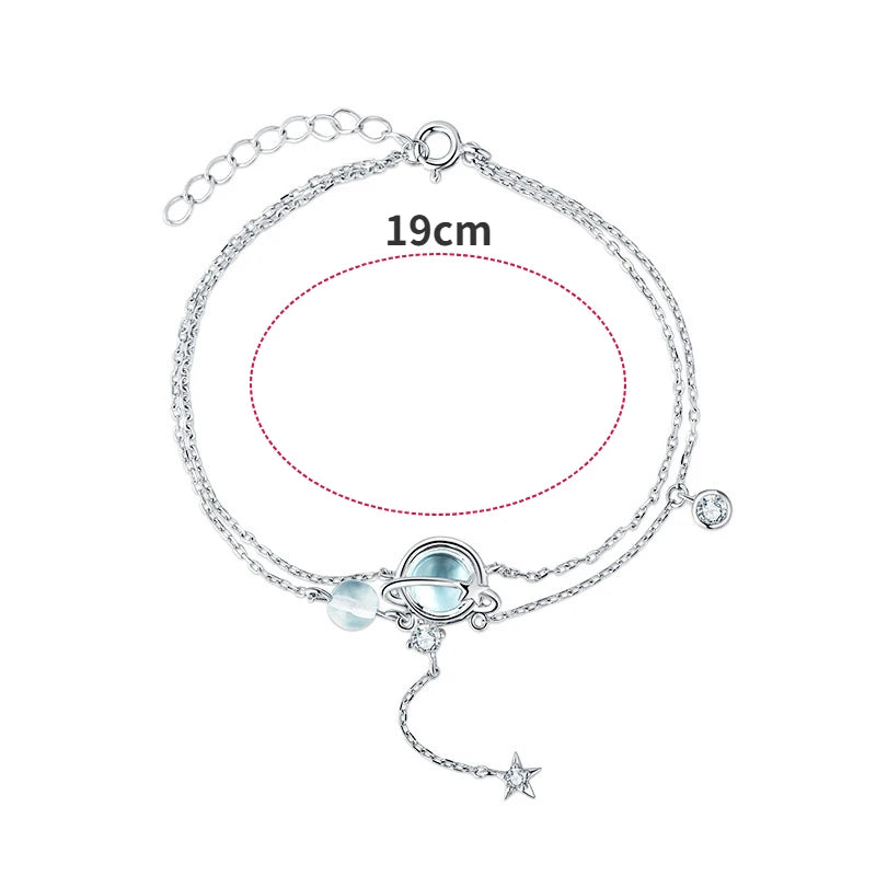 Double Aquamarine Silver Bracelet