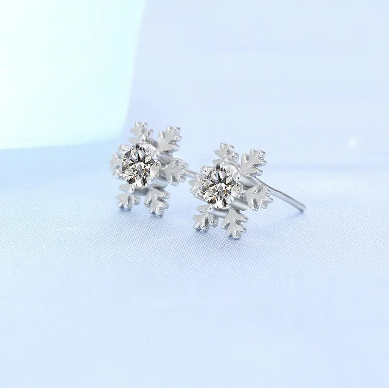 Round Zircon Silver Earrings