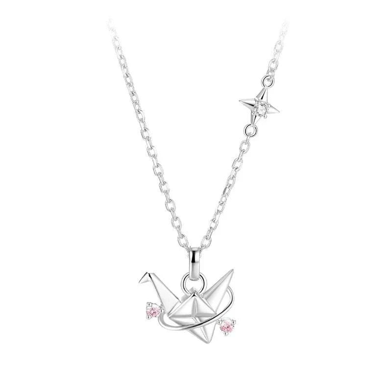 Paper Crane Zircon Necklace