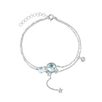 Double Aquamarine Silver Bracelet