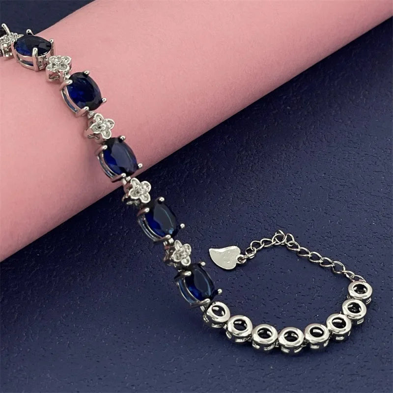 Blue Zircon Silver Bracelet