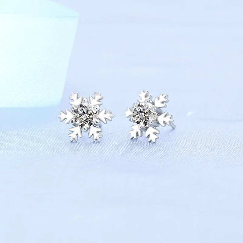 Round Zircon Silver Earrings