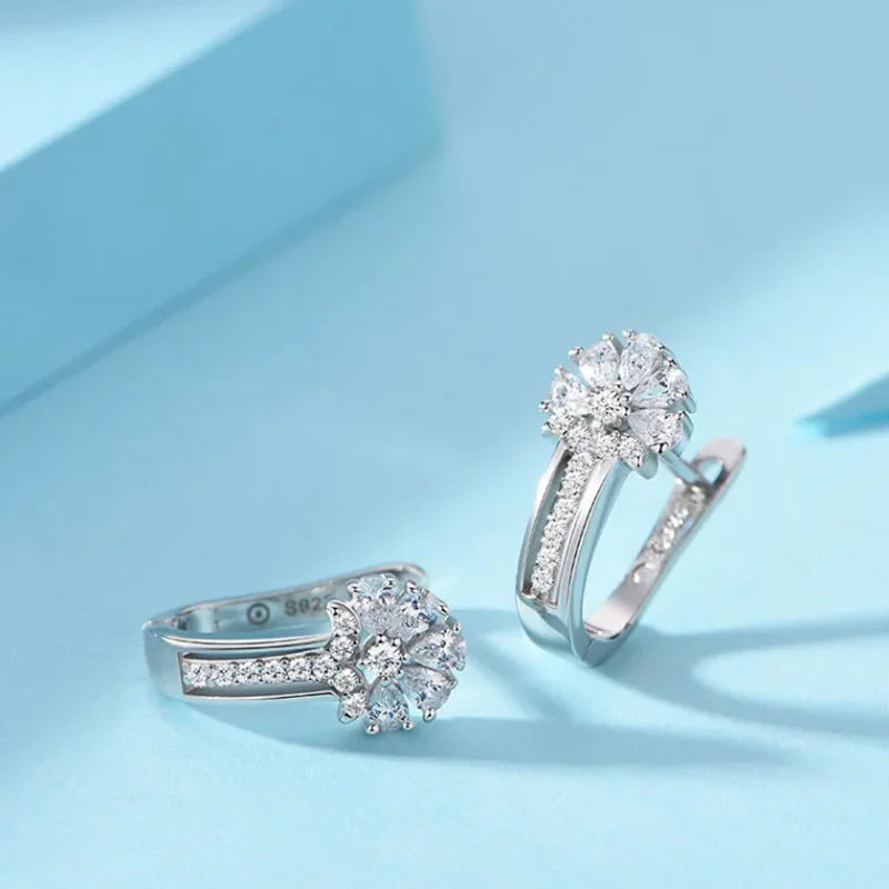 Zircon Crystal Flower Earrings