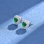 Emerald Heart Silver Earrings