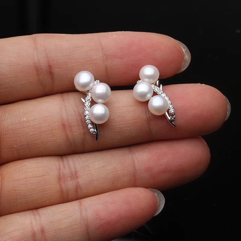 White Pearl Stud Earrings