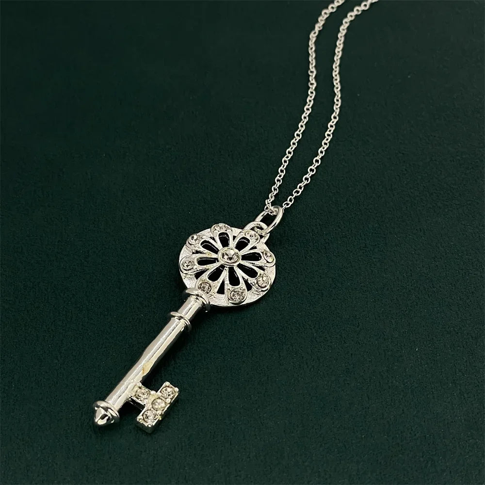 Key Halo Silver Necklace