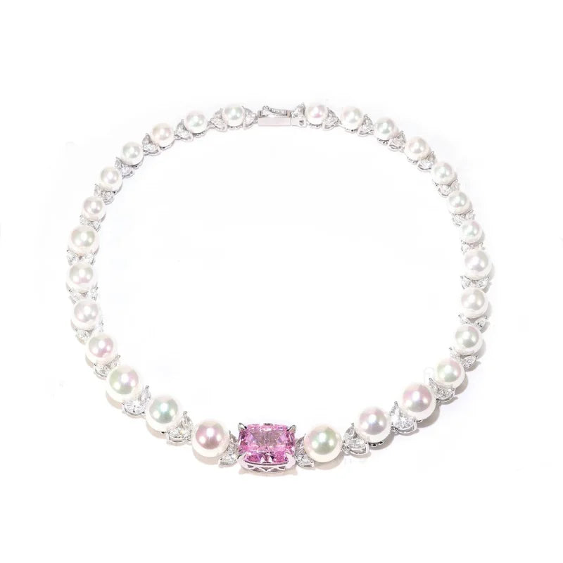 Pearl & Zircon Silver Necklace