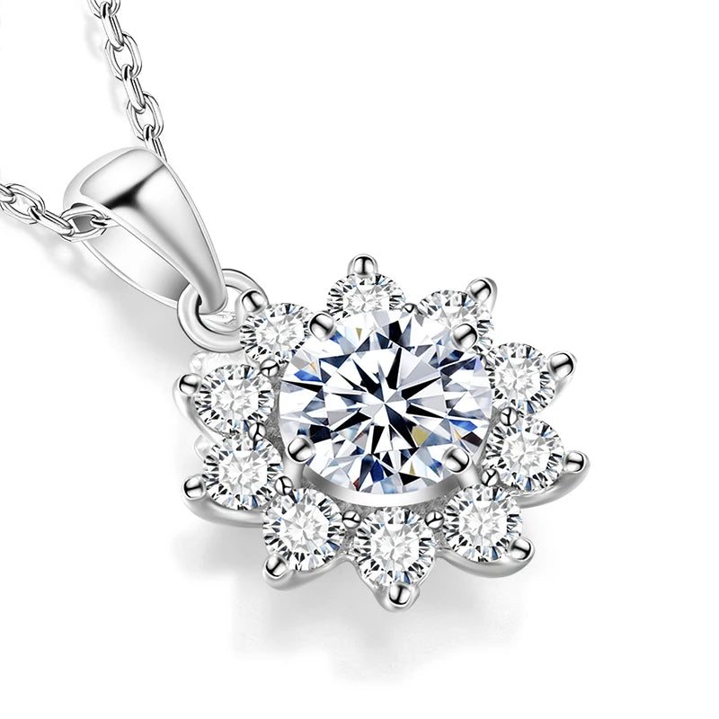 Moissanite Round Silver Necklace