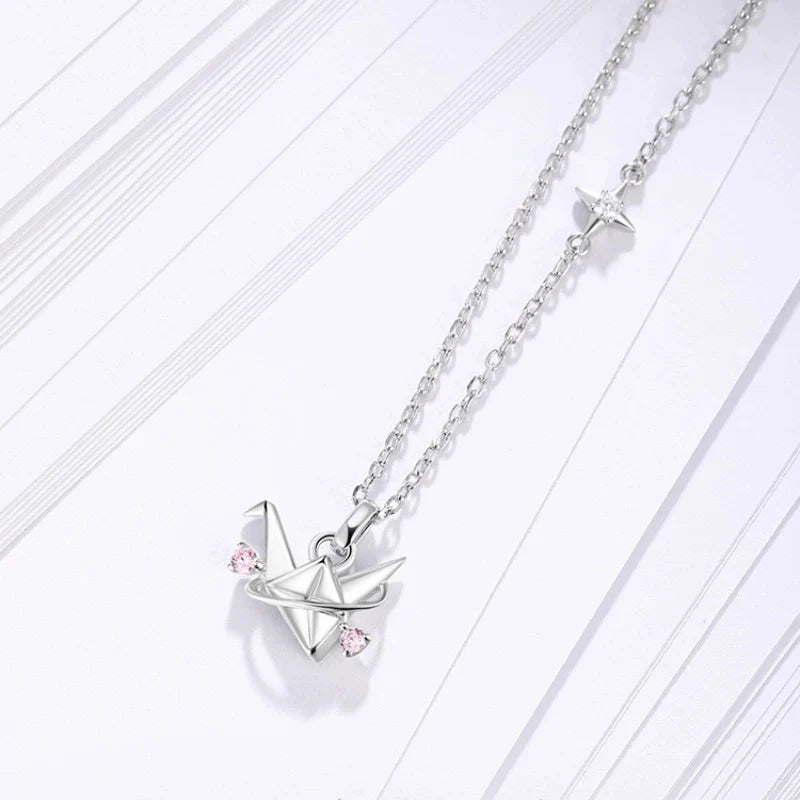 Paper Crane Zircon Necklace