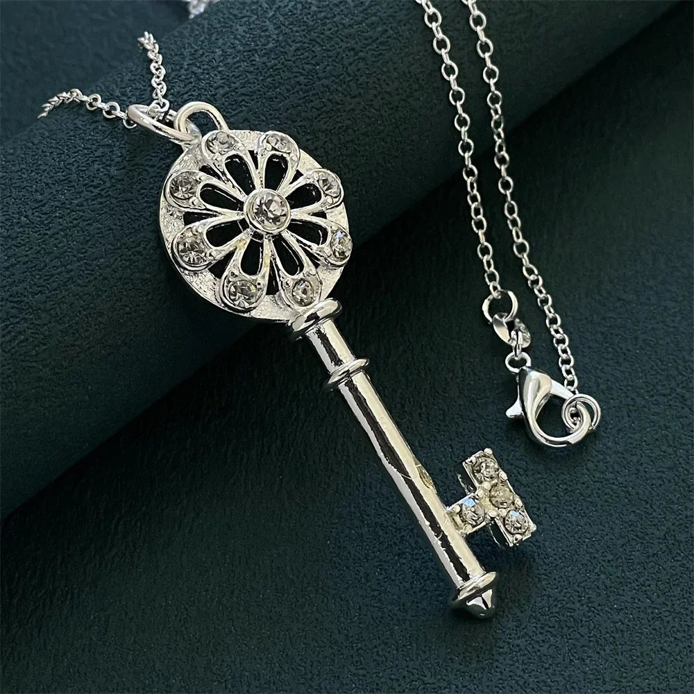 Key Halo Silver Necklace