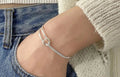 Asymmetric Double Layer Silver Bracelet
