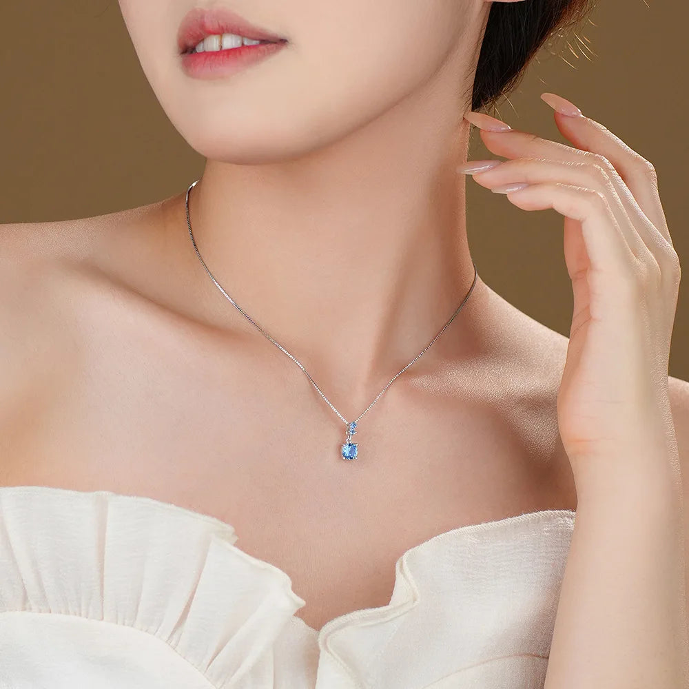 Blue Zircon Pendant Necklace