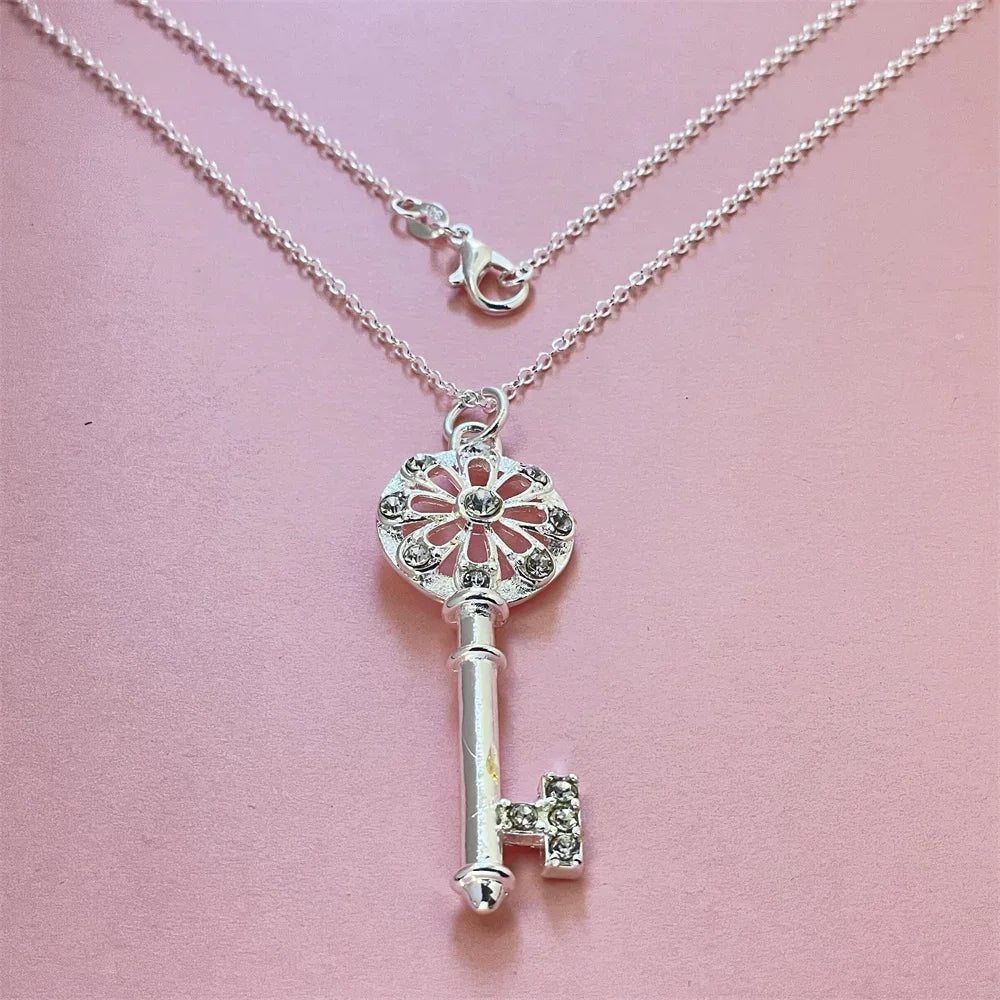Key Halo Silver Necklace