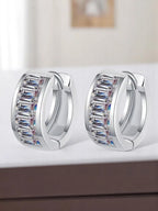 Moissanite Rectangular Silver Earrings
