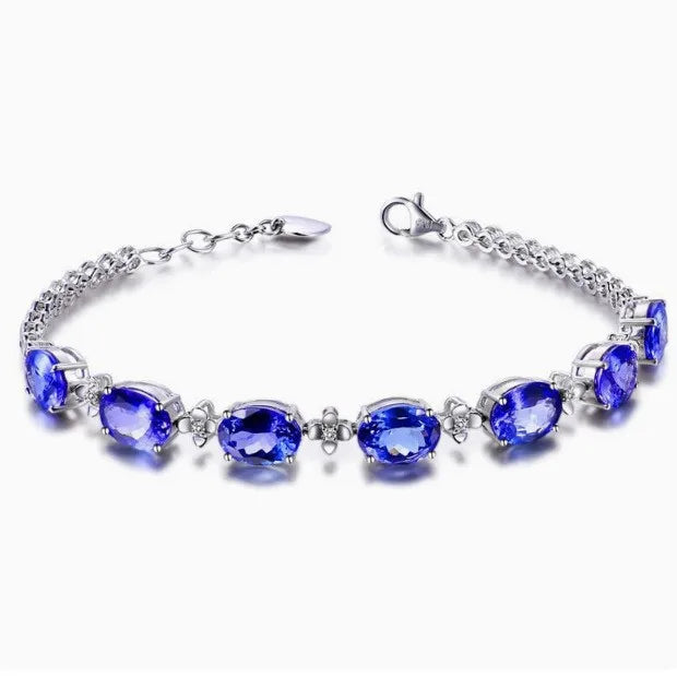 Blue Zircon Silver Bracelet