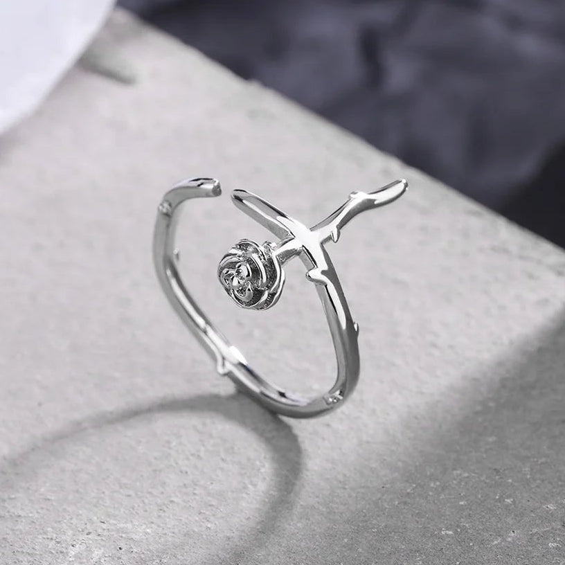 Lovely Rose Silver Ring