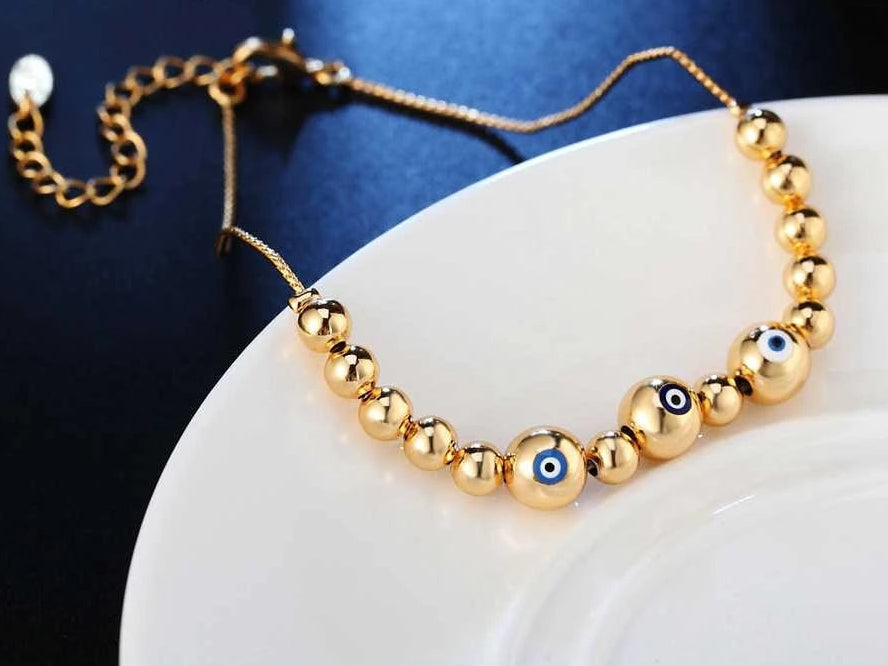 Silver & Gold Beads Bracelet