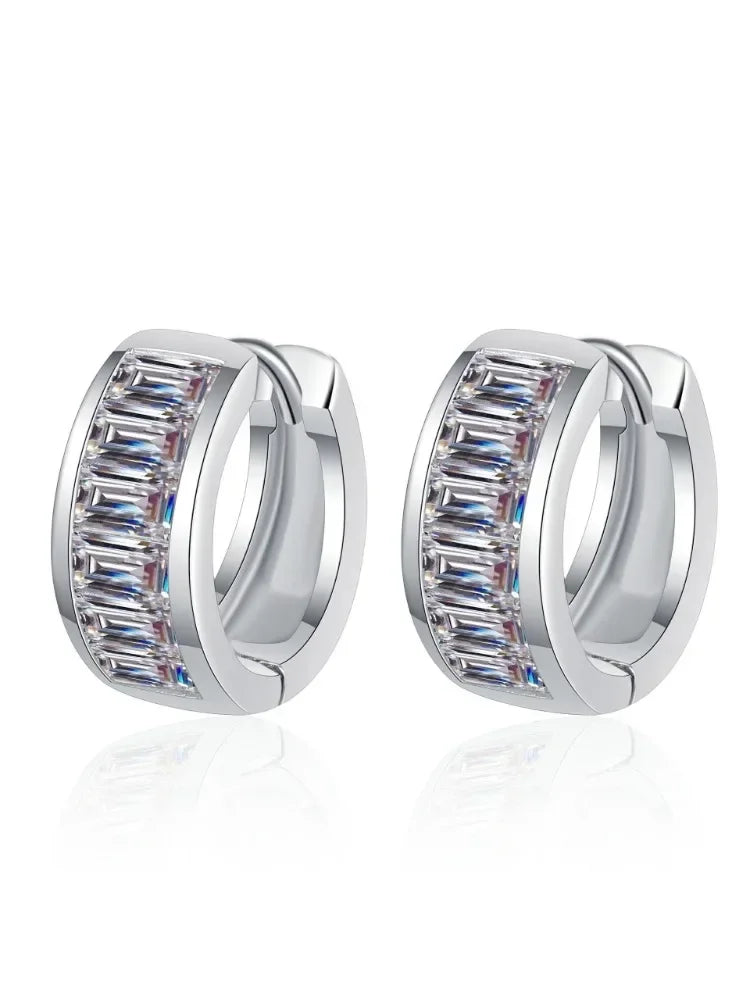 Moissanite Rectangular Silver Earrings