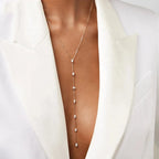 Geometric Lariat Silver Necklace