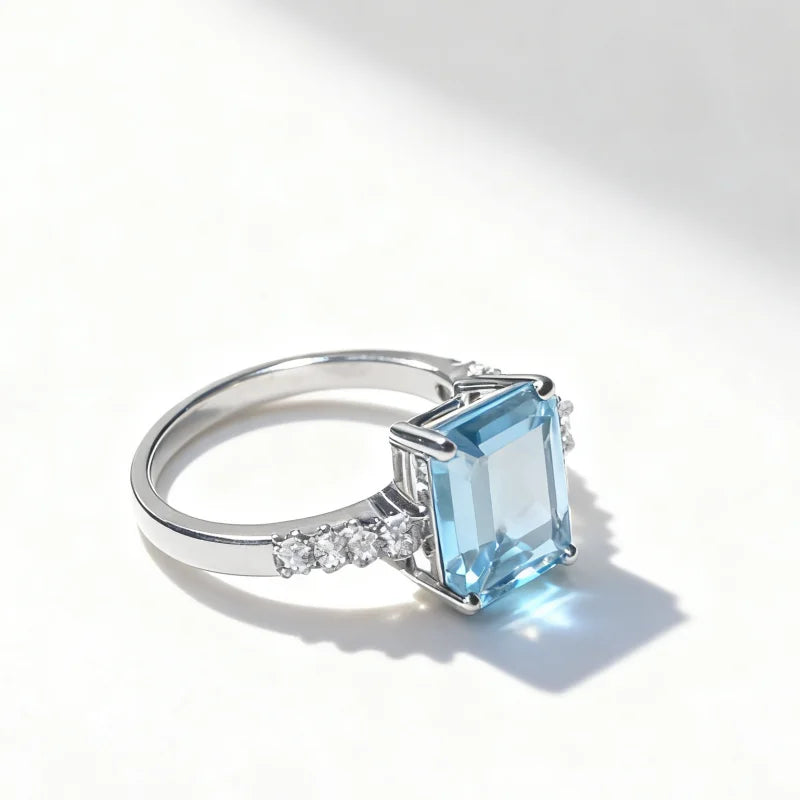 Sky Blue Crystal Silver Ring