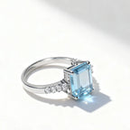 Sky Blue Crystal Silver Ring