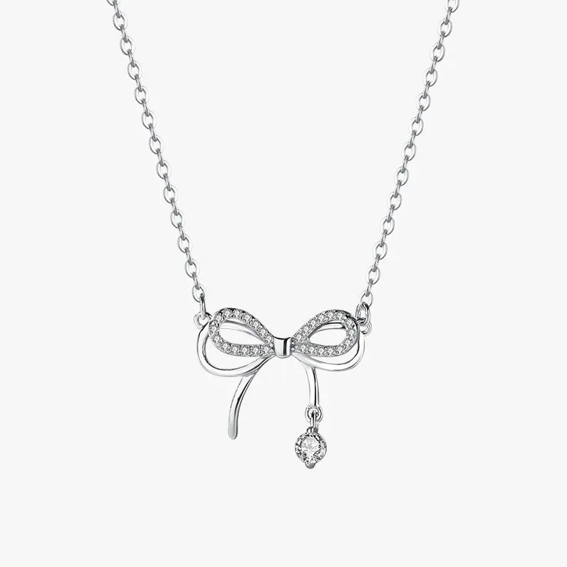 Bow Charm Silver Necklace