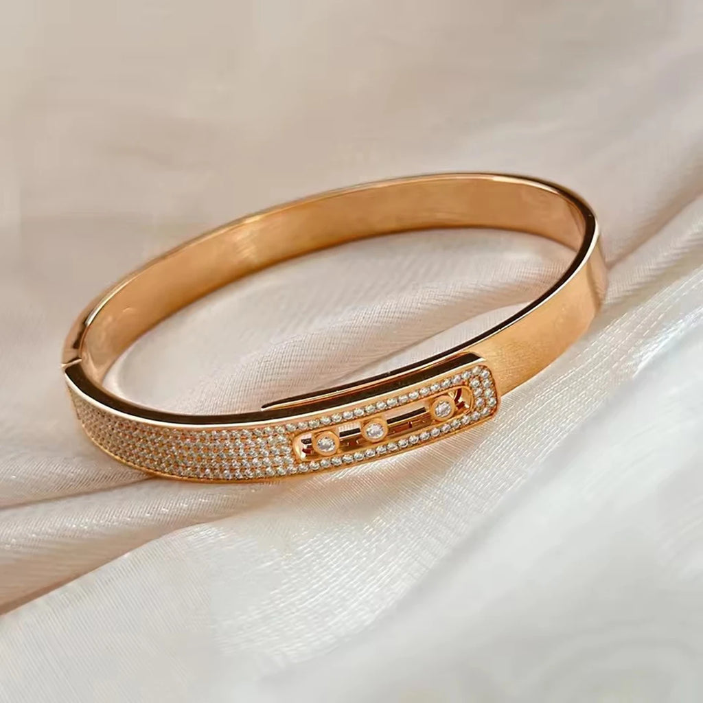 Zircon Inlaid Silver Bracelet