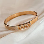 Zircon Inlaid Silver Bracelet