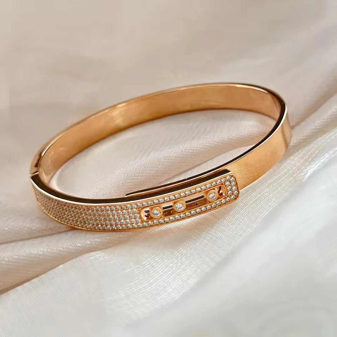 Zircon Inlaid Silver Bracelet