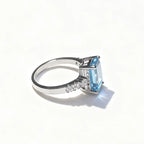 Sky Blue Crystal Silver Ring
